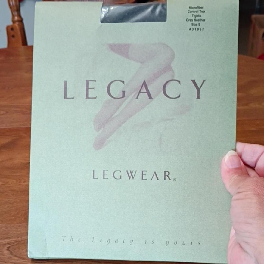 Legacy Legwear Microfiber Tights in Grey Heather NIP Size E